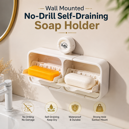 Wall Mounted No-Drill Self-Draining Soap Holder