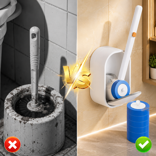 Disposable toilet cleaning system with hygienic replaceable heads