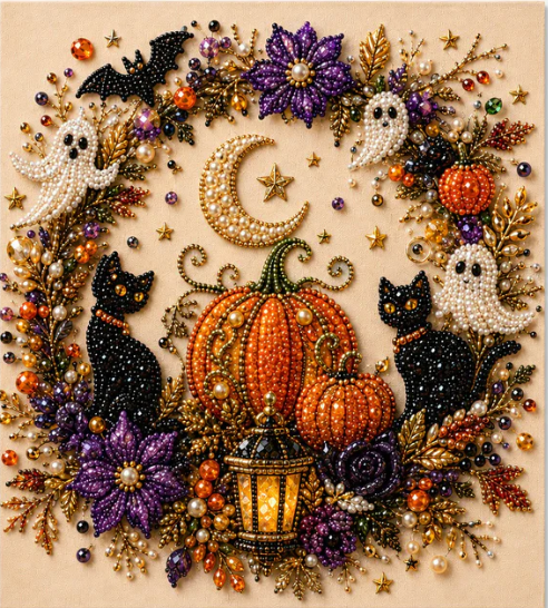 👻✨ Halloween Pearl Art DIY Kit – Turn Tiny Pearls into Spooky-Cute Magic