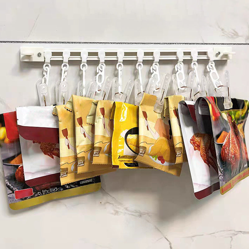 🔥 That Dead Space Behind Your Cabinet Door? No-Drill Slidable Track Hooks – 40cm Track + 10 Sliding Hooks, Peel-Stick in 10 Sec, Holds 35 lbs 🍳