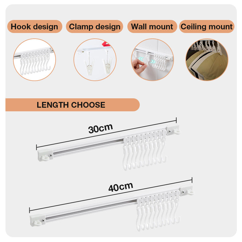 🔥 That Dead Space Behind Your Cabinet Door? No-Drill Slidable Track Hooks – 40cm Track + 10 Sliding Hooks, Peel-Stick in 10 Sec, Holds 35 lbs 🍳